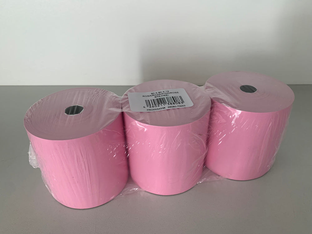 30 farbige Thermorollen 80x80x12, 78 m, 55g, ohne Bisphenol-A (BPA), rosa