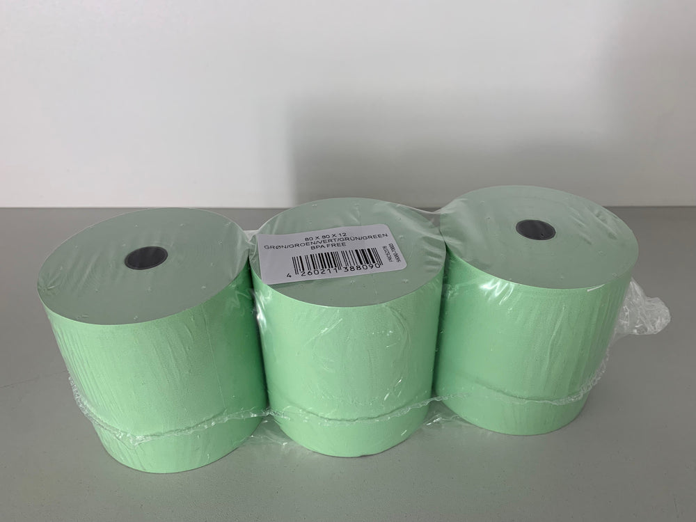 30 farbige Thermorollen 80x80x12, 78 m, 55g, ohne Bisphenol-A (BPA), grün