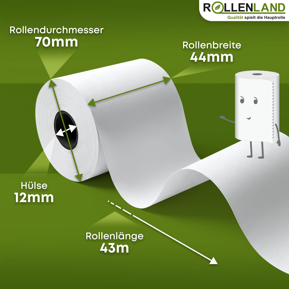 100 Kassenrollen 44x70x12, 43 m