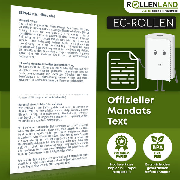 20 EC-Rollen 57x40x12, 18 m, ohne Bisphenol-A (BPA), mit SEPA Lastschrift-Aufdr.