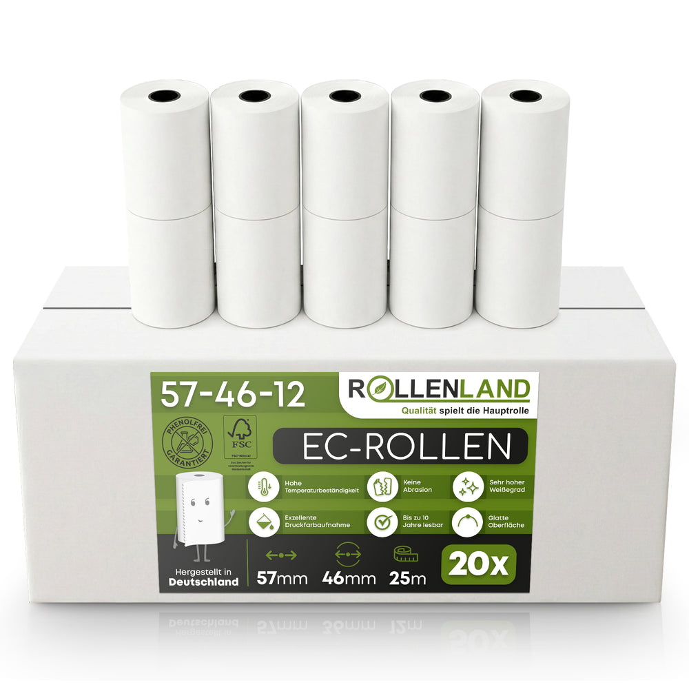 20 EC-Rollen 57x46x12, 25 m, ohne BPA, mit SEPA Lastschrift-Aufdr.