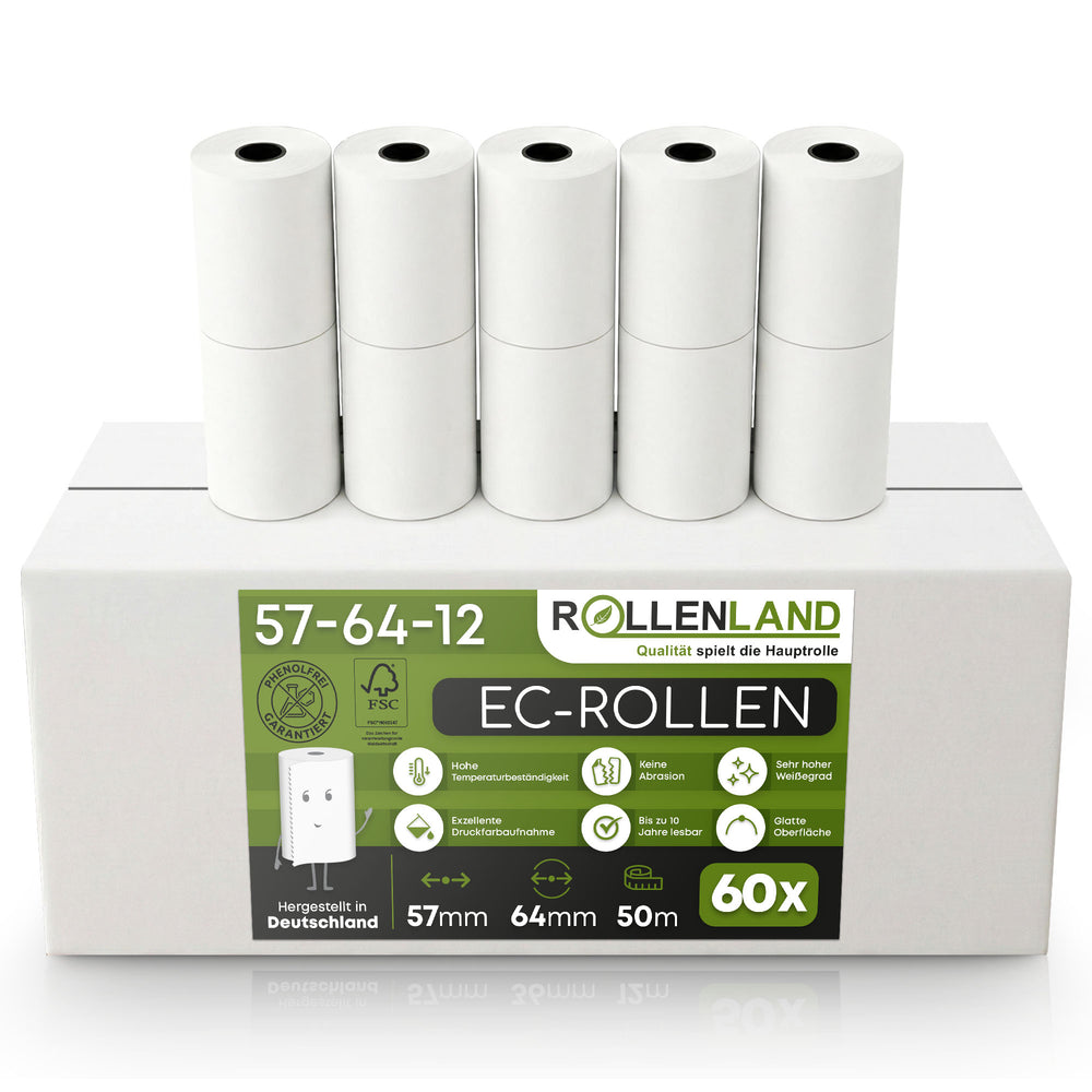 60 EC-Rollen 57x64x12, 50 m, ohne Lastschrift-Aufdruck, ohne Bisphenol-A (BPA)