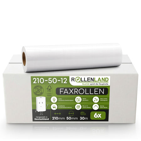 6 Faxrollen 210x50x12, 30 m, ohne Bisphenol-A (BPA)