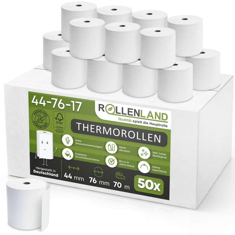 50 Thermorollen 44x76x17, 70 m, ohne Bisphenol-A (BPA)