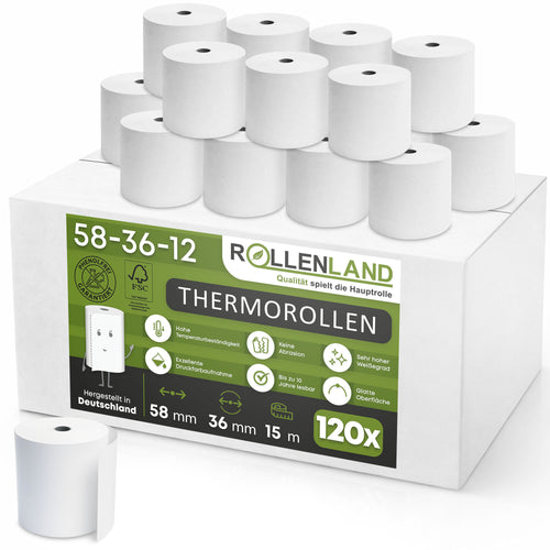 Karton mit 120 Thermorollen 58x36x12, 15 m, ohne Bisphenol-A (BPA)