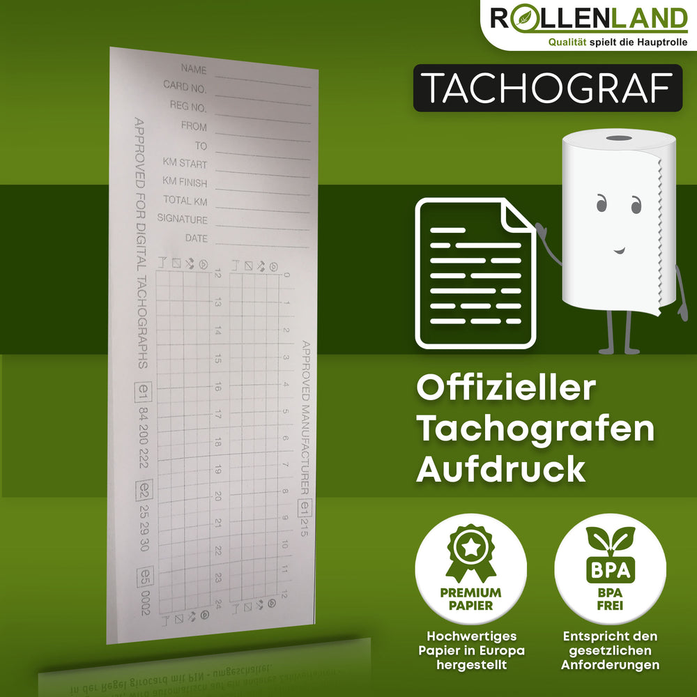60 Tachografenrollen 57x28x8, 8 m, ohne Phenol (BPA,BPC,BPS)