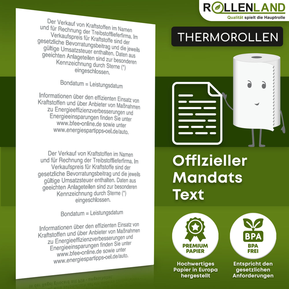 40 Thermorollen 80x80x12, 80 m mit Tankstellen-Aufdruck, ohne Bisphenol-A (BPA)