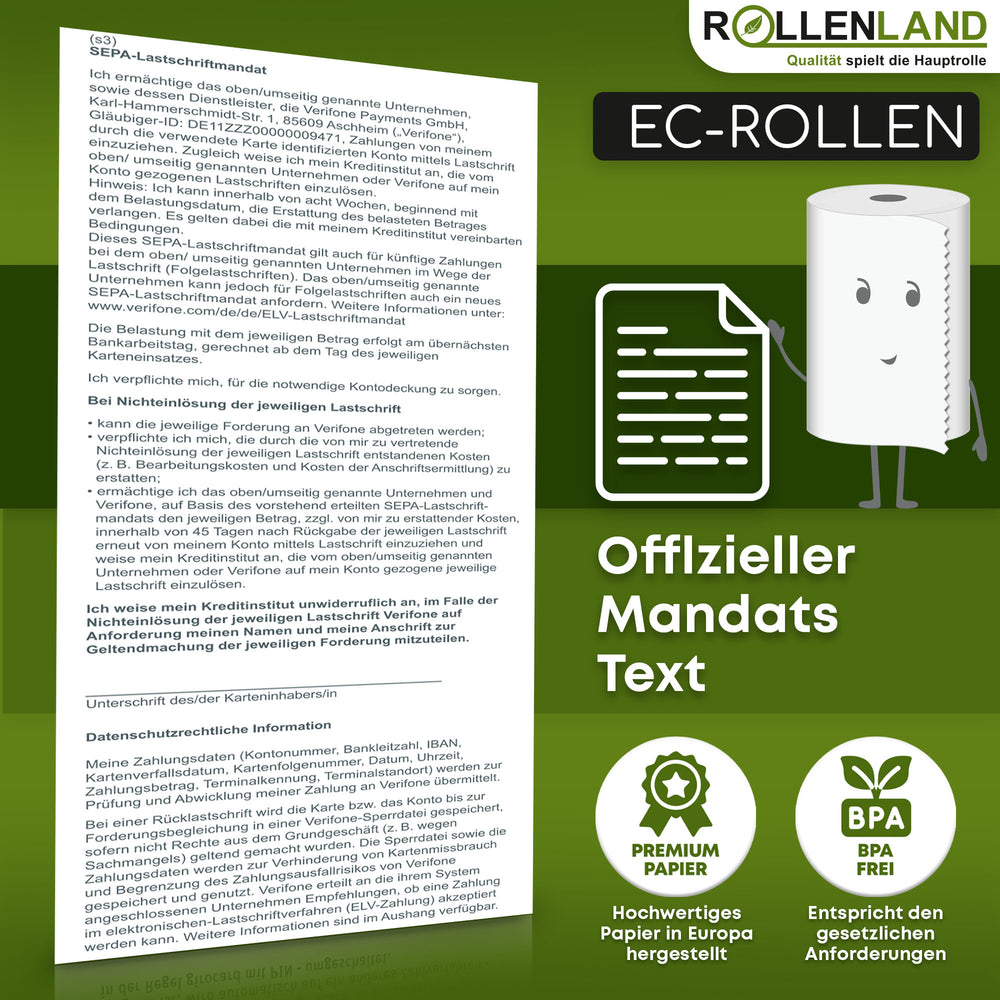 20 EC-Rollen 57x46x12, 25 m, ohne BPA mit VERIFONE-Aufdr.